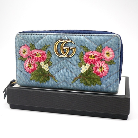 🍓GUCCI GG Denim Logo Wallet - Picture 2 of 10